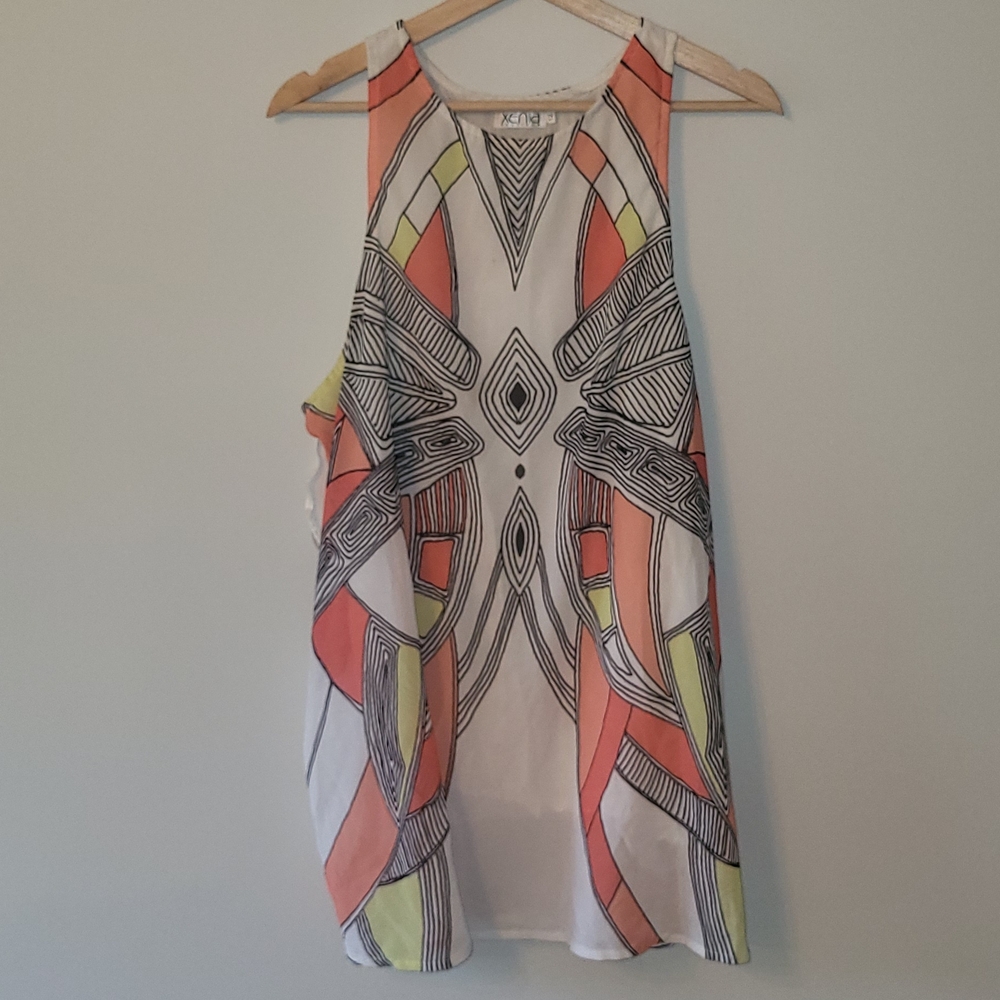 Xenia Boutique Orange and Green Tank Top